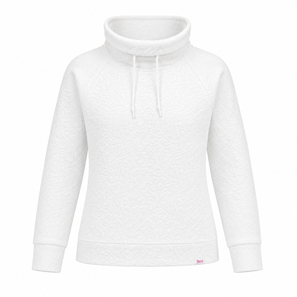 Juicy Couture Sport White Logo Funnel Neck Pullover Sweatshirt Small Y2K cheetah